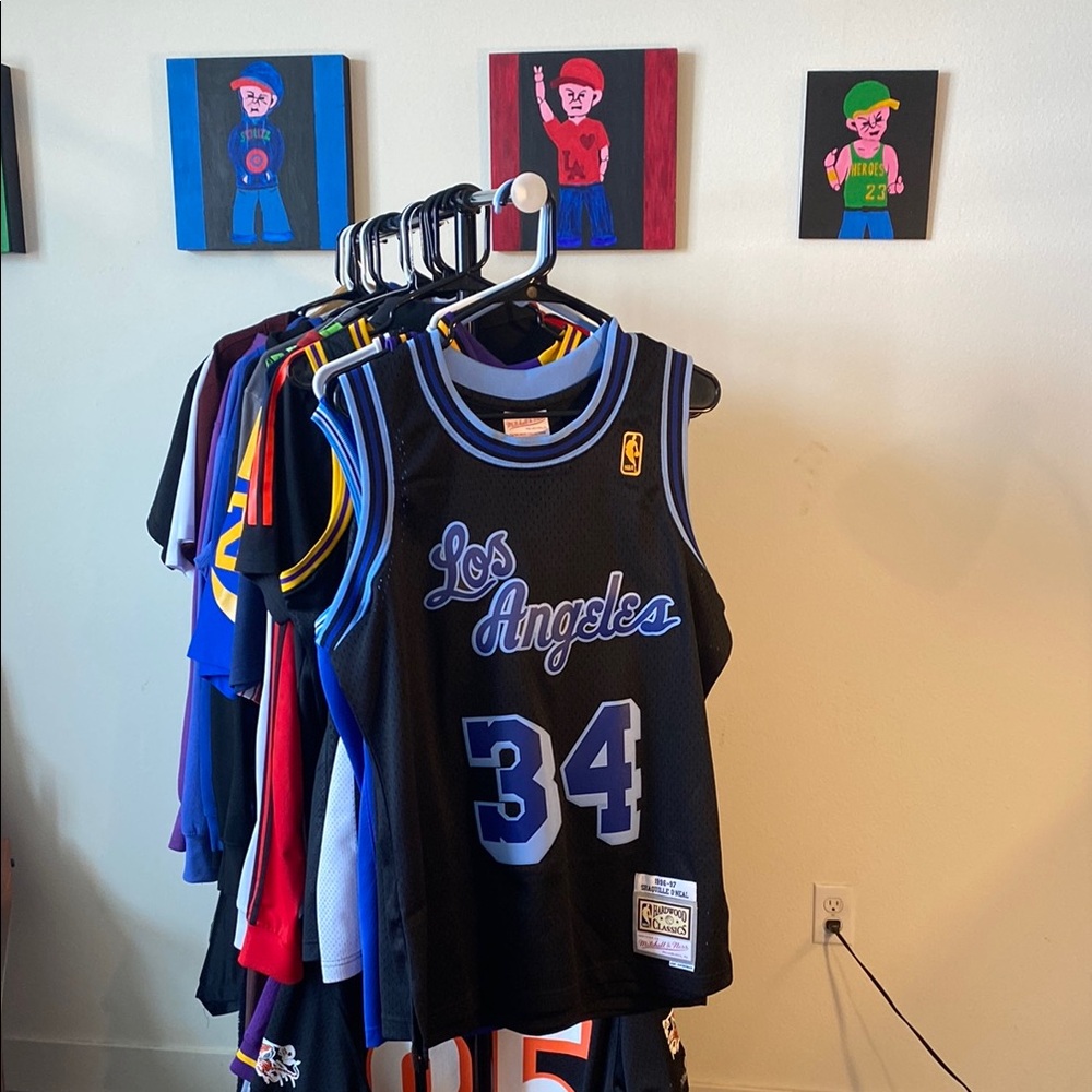 Men’s Hardwood Classics Los Angeles Basketball Jersey - Black and Blue